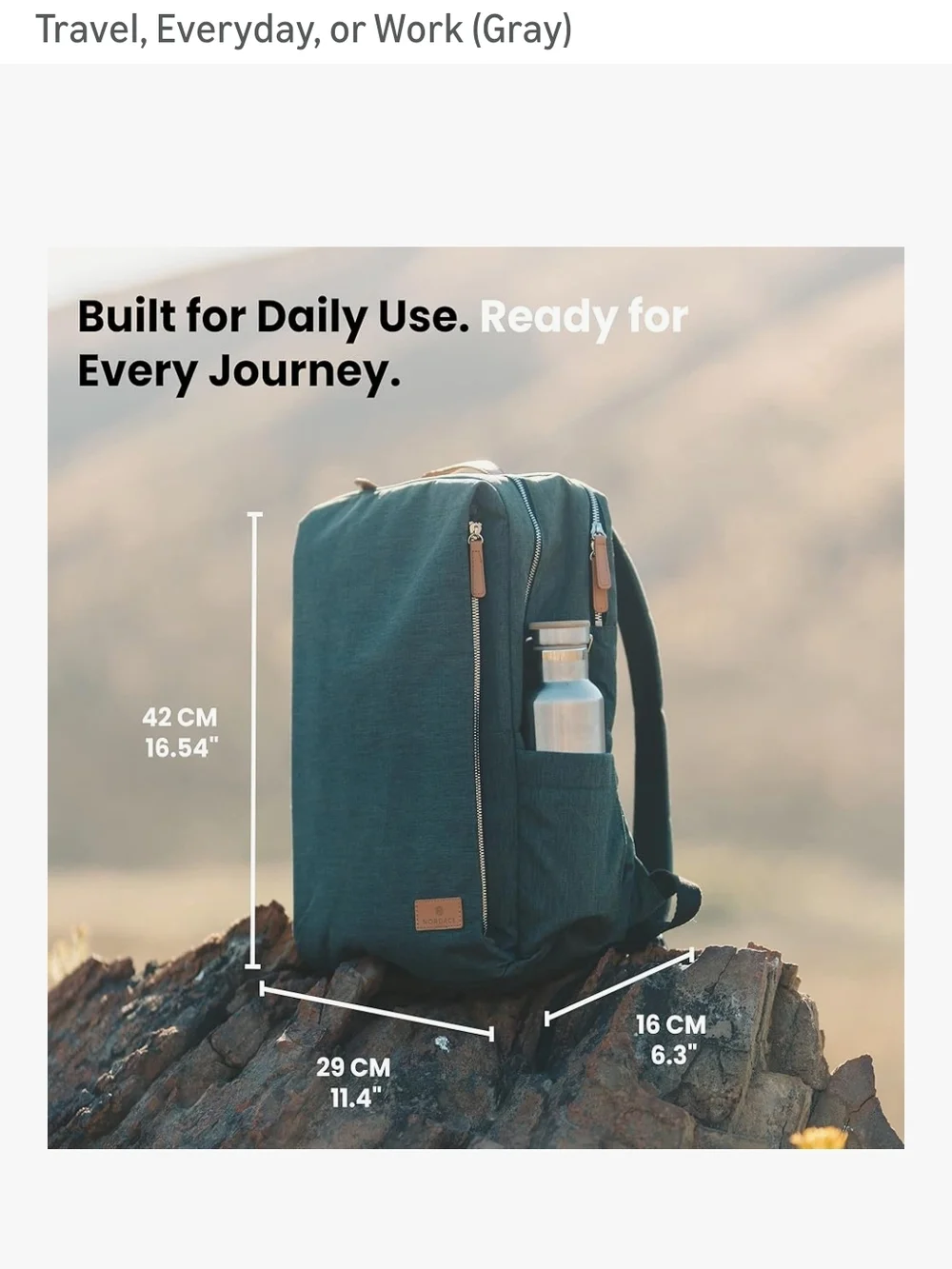Gray Men's Backpack with Tan Accents - Everyday Carry